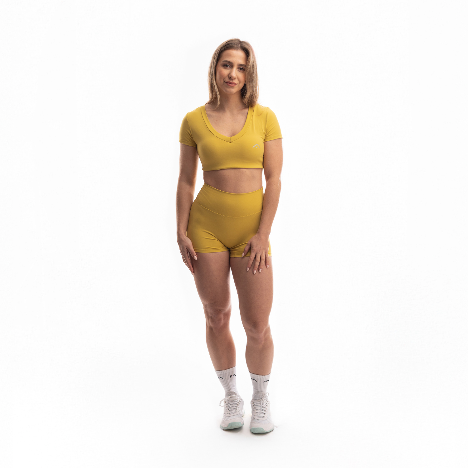 Crop V-Top Saffron Yellow