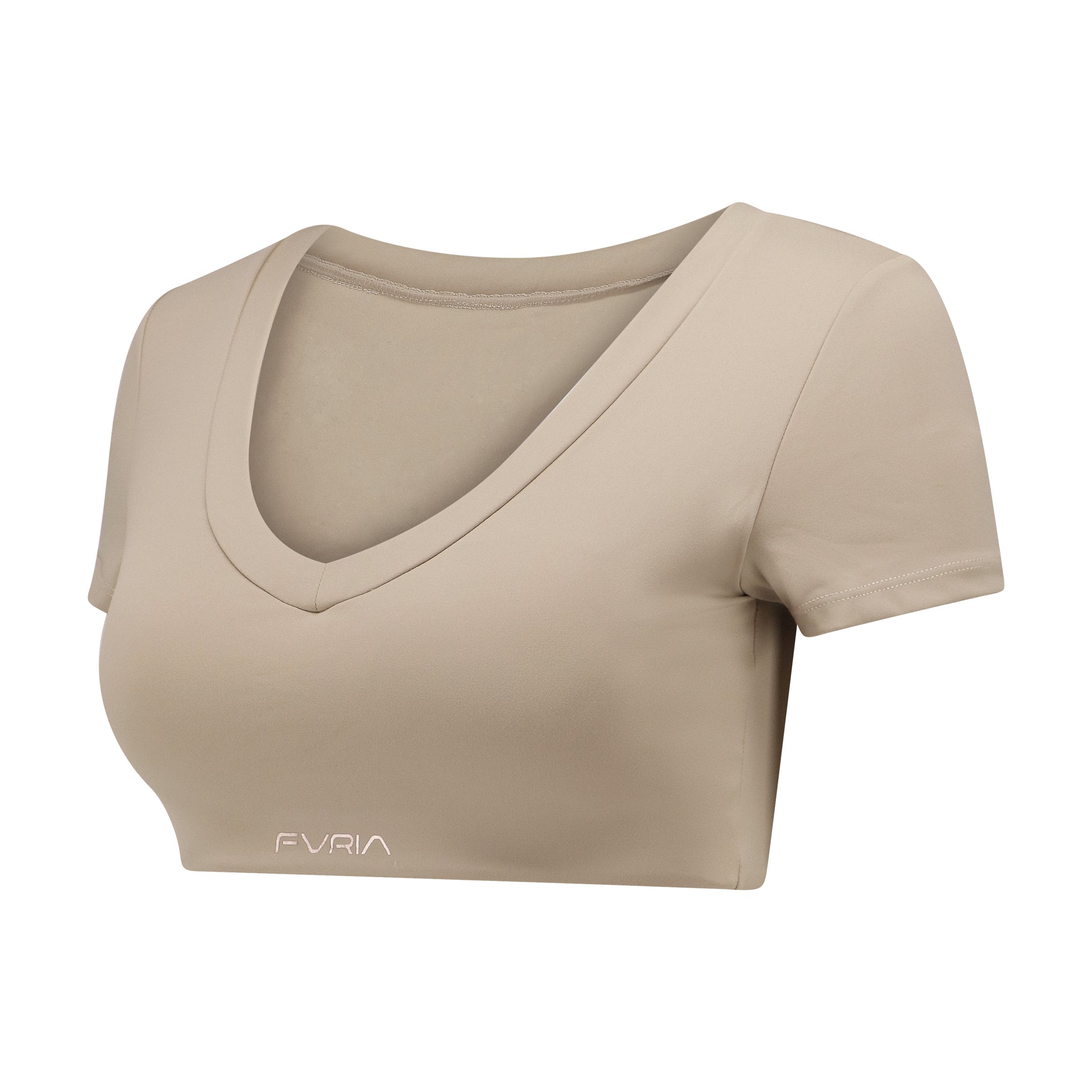 Crop V-Top Almond Beige